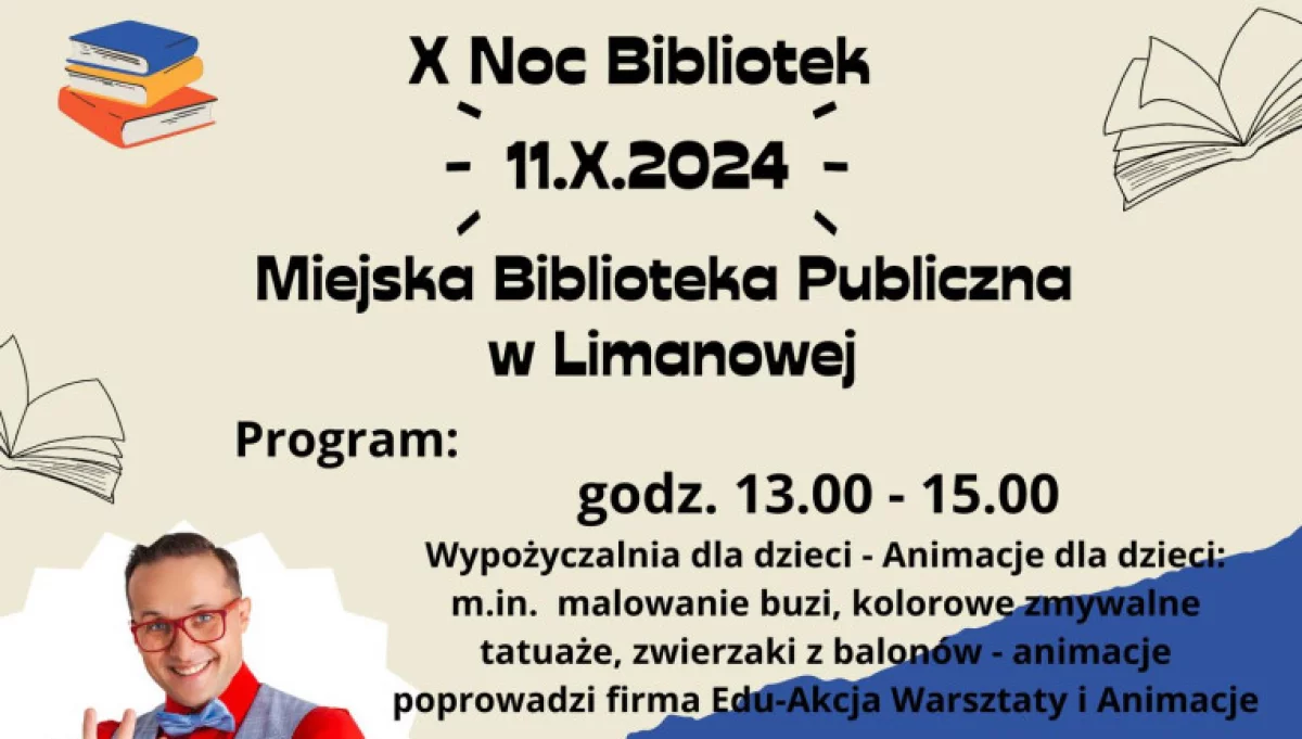 Miejska Biblioteka Publiczna w Limanowej zaprasza na magiczną Noc Bibliotek