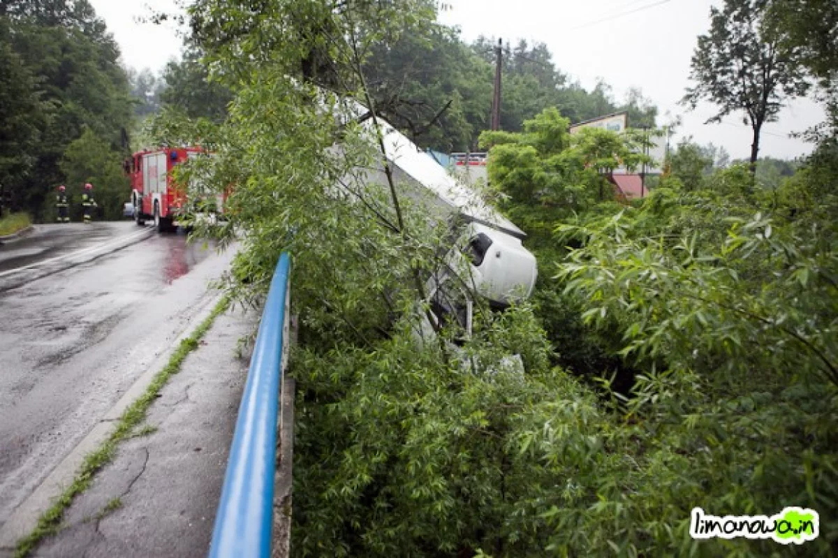 Wypadek samochodu dostawczego. Duże szczęście kierowcy