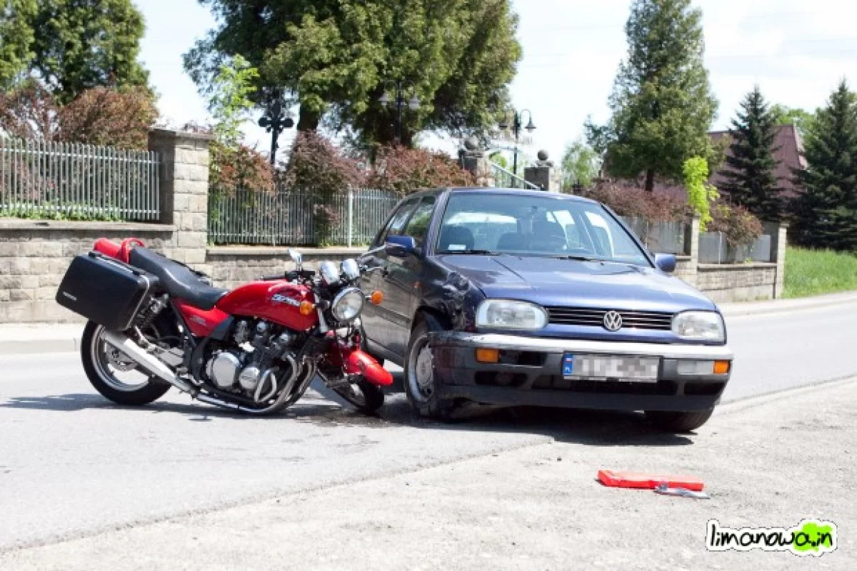 Zderzenie motocykla z samochodem
