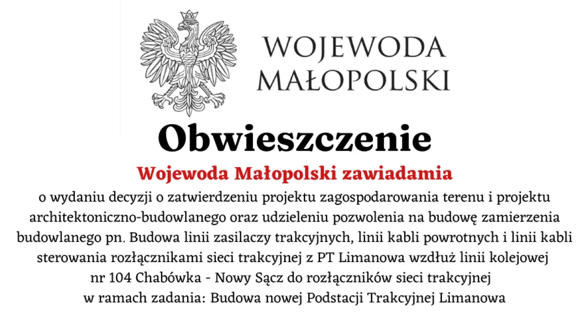 Obwieszczenie Wojewody Małopolskiego
