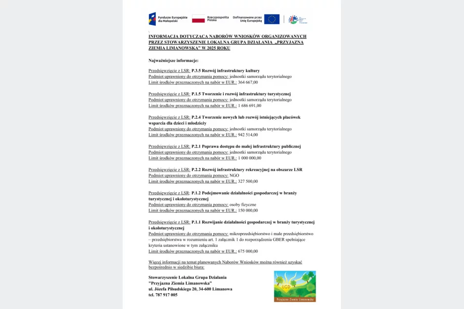 Informacja dotycząca naborów wniosków - zdjęcie 2