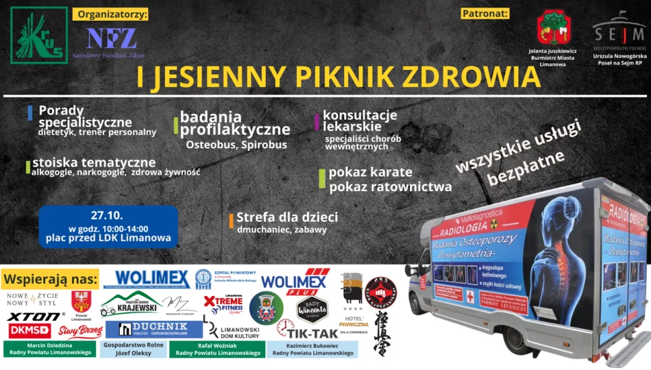 I Jesienny Piknik Zdrowia w Limanowej – bezpłatne badania i konsultacje medyczne - zdjęcie 1