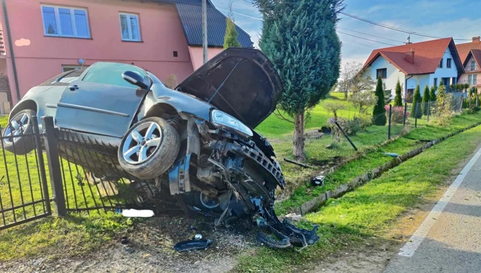 Nietrzeźwy kierowca "zawisł" na ogrodzeniu - zdjęcie 1