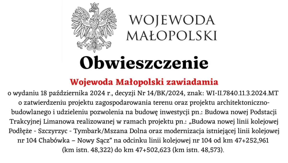 Obwieszczenie Wojewody Małopolskiego