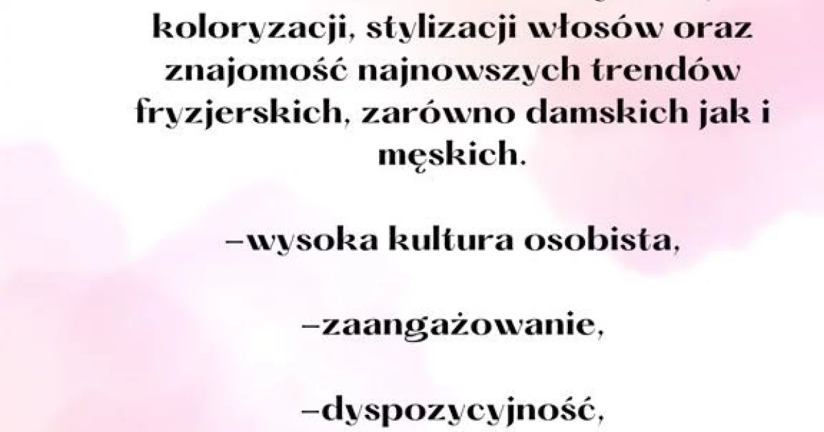 Dam prace fryzjer/ fryzjerka