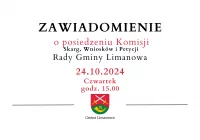 Zawiadomienie o posiedzeniu Komisji Rady Gminy Limanowa - 24.10 - zdjęcie główne