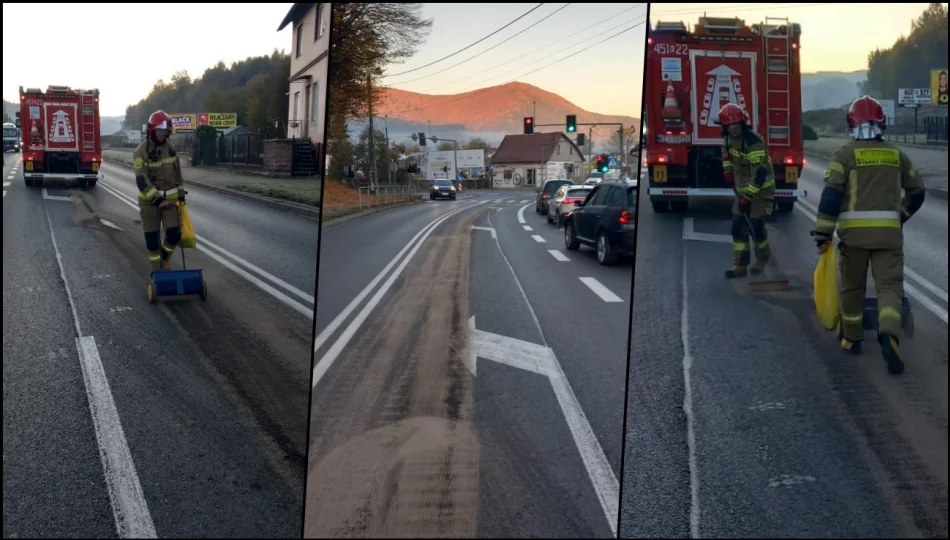 Plama oleju na DK 28 ciągnęła się przez cały powiat - zdjęcie 1