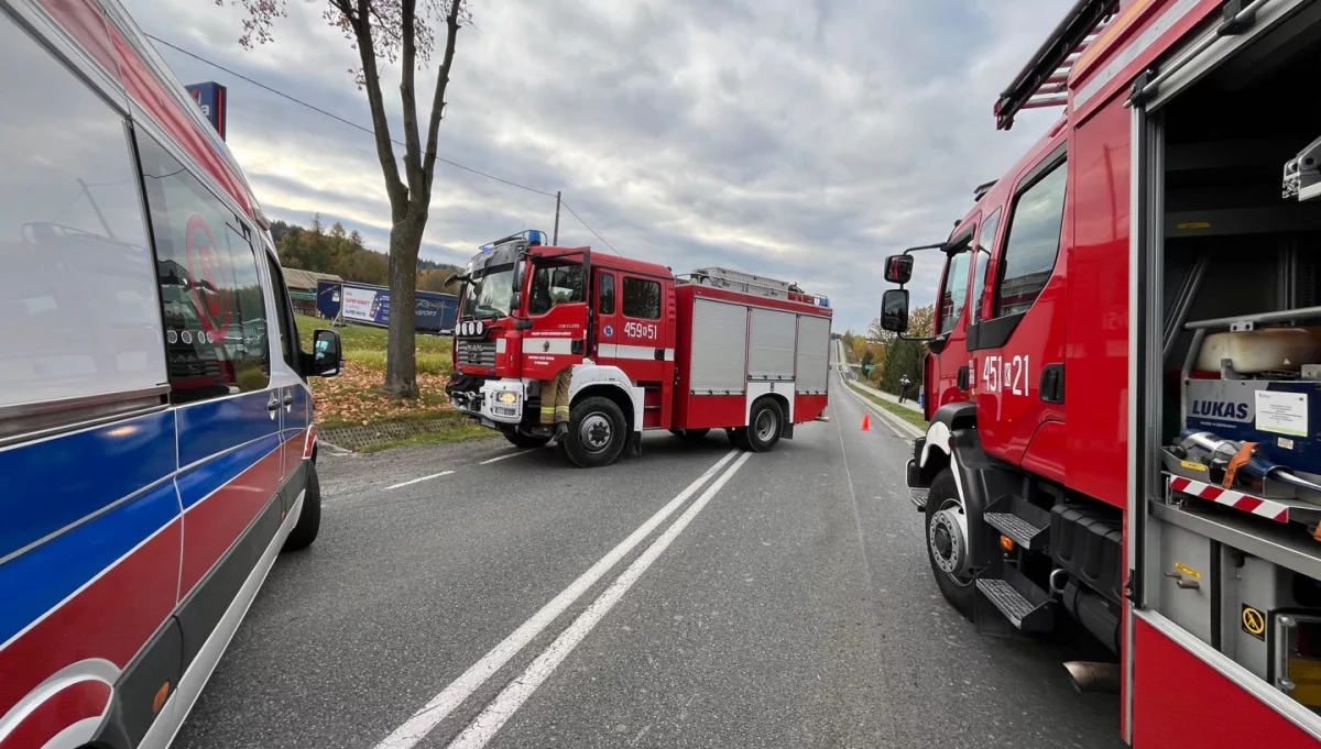 Wypadek w Tymbarku/fot.: OSP Podłopień