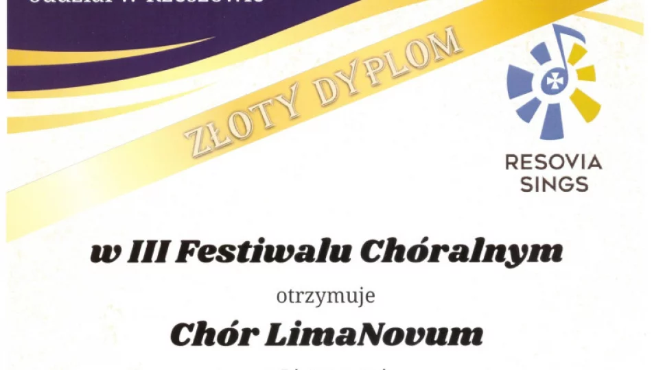 Chór LimaNovum laureatem III Festiwalu Chóralnego RESOVIA SINGS - zdjęcie 1