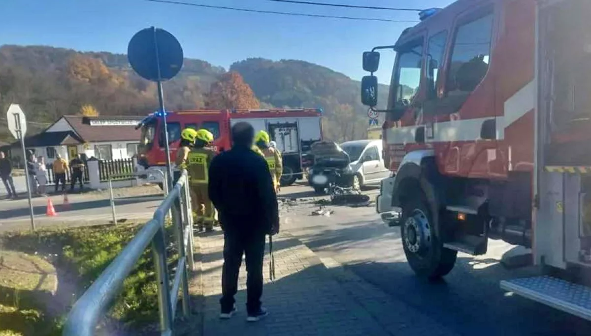 Wypadek w Krosnej/fot.: OSP Laskowa