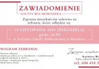 Zaproszenie na zebranie wiejskie w Mordarce dnia 10 listopada - zdjęcie główne