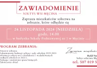 Zaproszenie na zebranie wiejskie w Męcinie dnia 24 listopada - zdjęcie główne