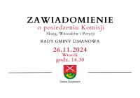 Zawiadomienie o posiedzeniu Komisji Rady Gminy Limanowa - 26.11 - zdjęcie główne
