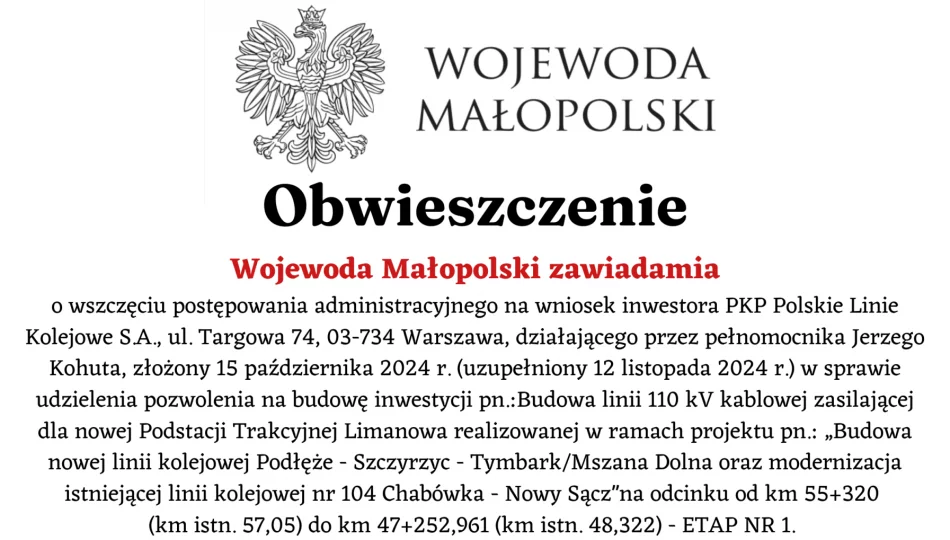 Obwieszczenie Wojewody Małopolskiego - zdjęcie 1