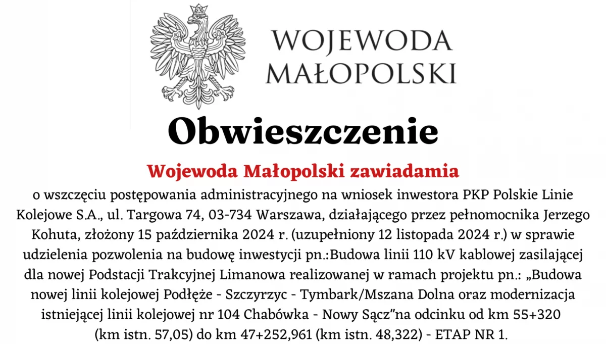 Obwieszczenie Wojewody Małopolskiego