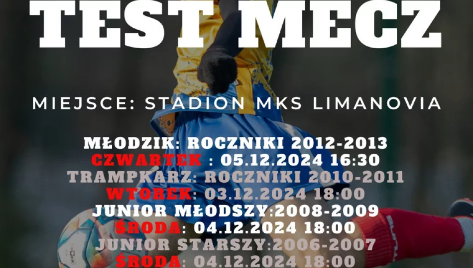 AP Limanovia z ofertą spotkań testowych - zdjęcie 1