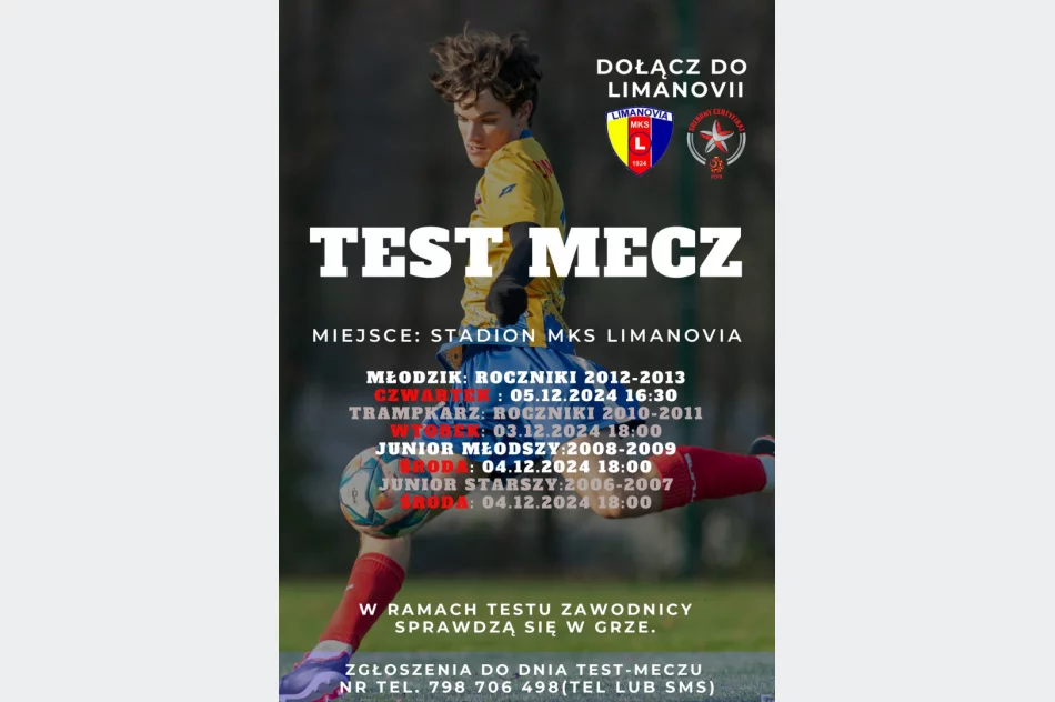 AP Limanovia z ofertą spotkań testowych - zdjęcie 2