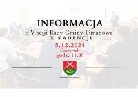 Informacja o V sesji Rady Gminy Limanowa IX kadencji - zdjęcie główne