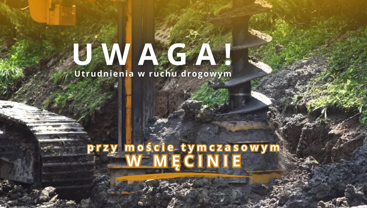 Utrudnienia drogowe przy moście tymczasowym w Męcinie