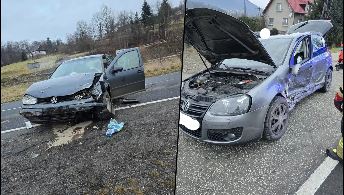 Wypadek na ul. Zakopiańskiej/fot.: OSP Mszana Dolna