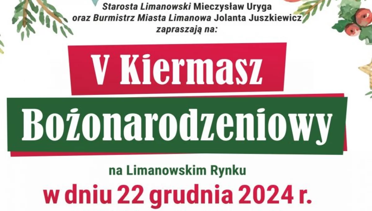 22 grudnia na limanowskim rynku odbędzie się Kiermasz Bożonarodzeniowy