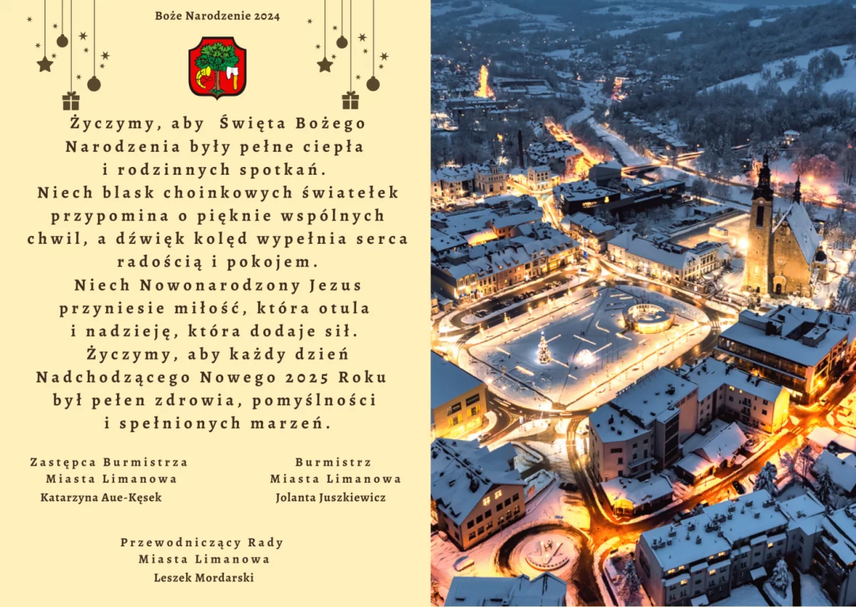 Życzenia świąteczno-noworoczne od władz Miasta Limanowa