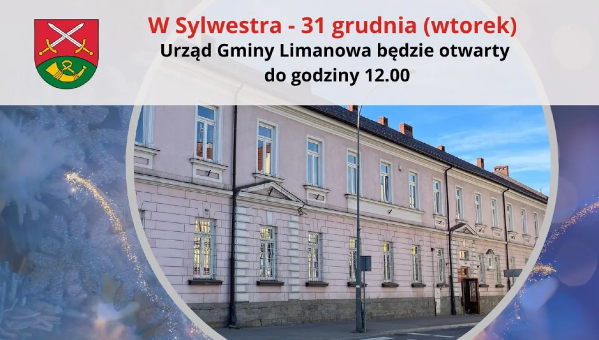 SKRÓCONY CZAS PRACY URZĘDU - 31 GRUDNIA 2024