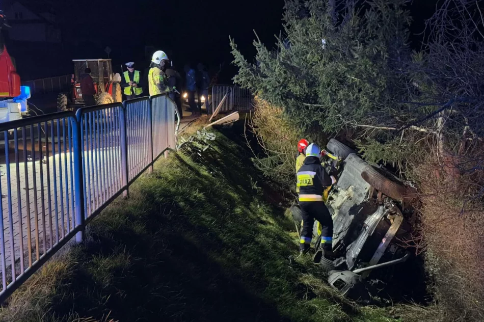 Zderzenie auta z ciągnikiem na DK 28 w Dobrej - zdjęcie 6