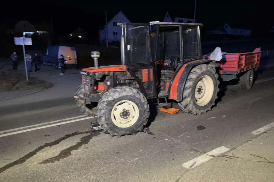 Zderzenie auta z ciągnikiem na DK 28 w Dobrej - zdjęcie 9