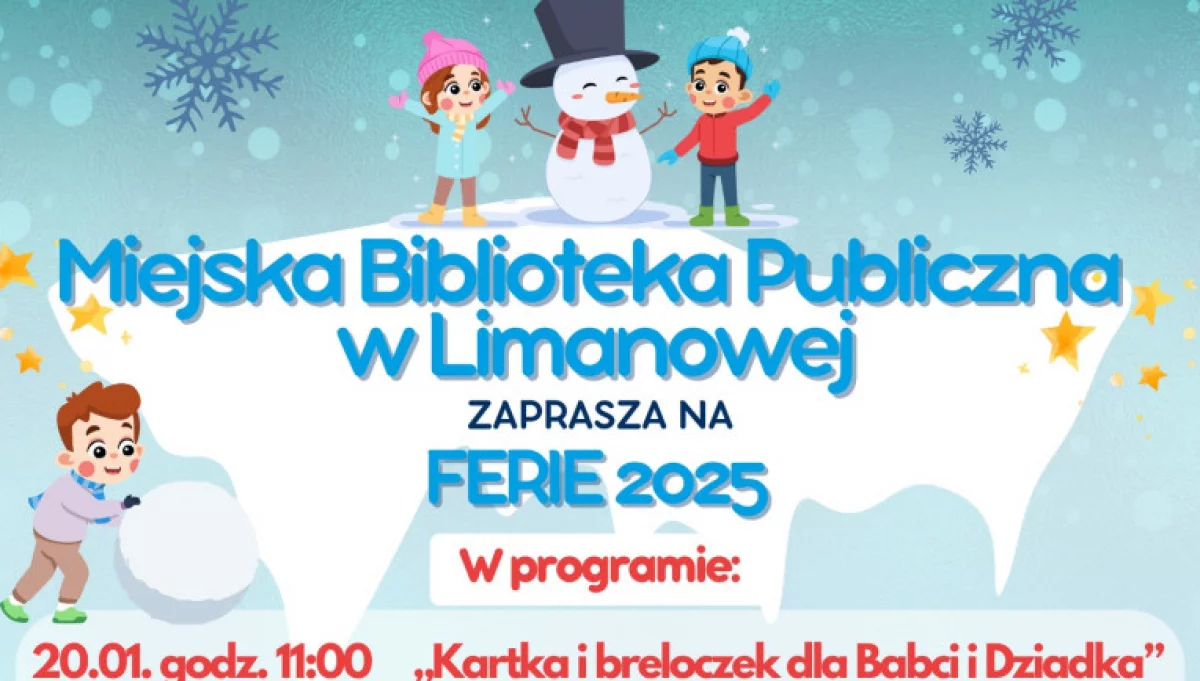 Miejska Biblioteka Publiczna zaprasza czytelników na ferie zimowe