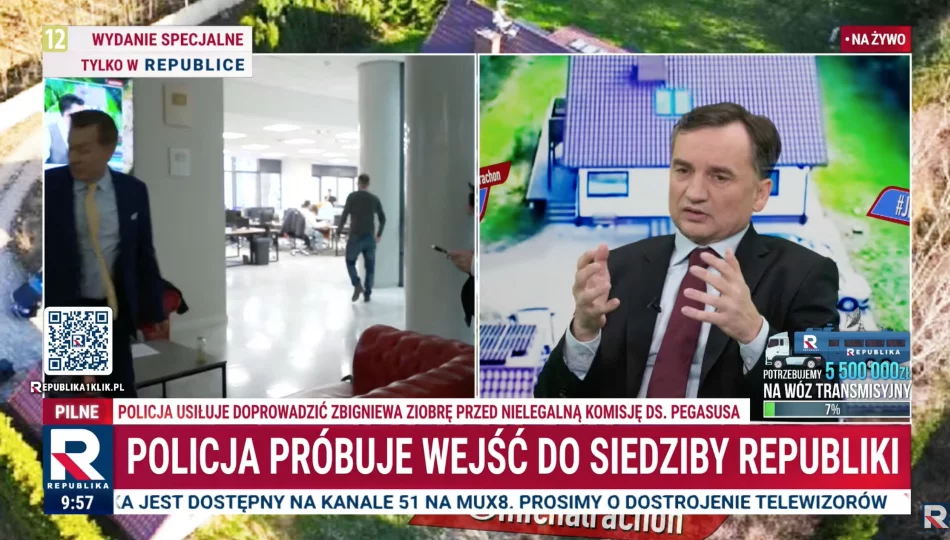 Ziobro w siedzibie Telewizji Republika - transmisja na żywo - zdjęcie 1