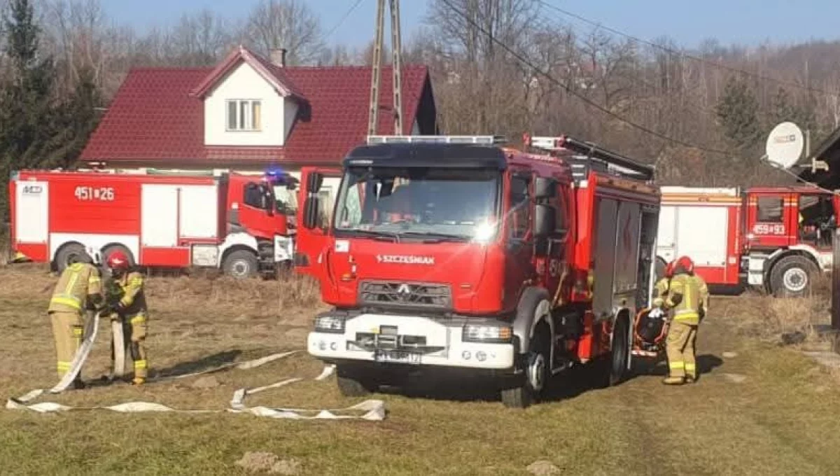 Pożar kotłowni w Młynnem/fot.: OSP Łososina Górna