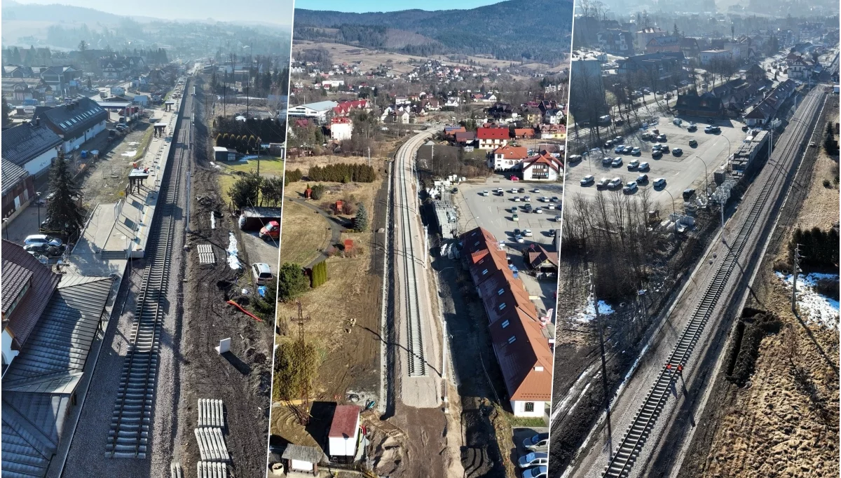 Układanie torów na linii kolejowej nr 104/fot.: PKP PLK S.A.