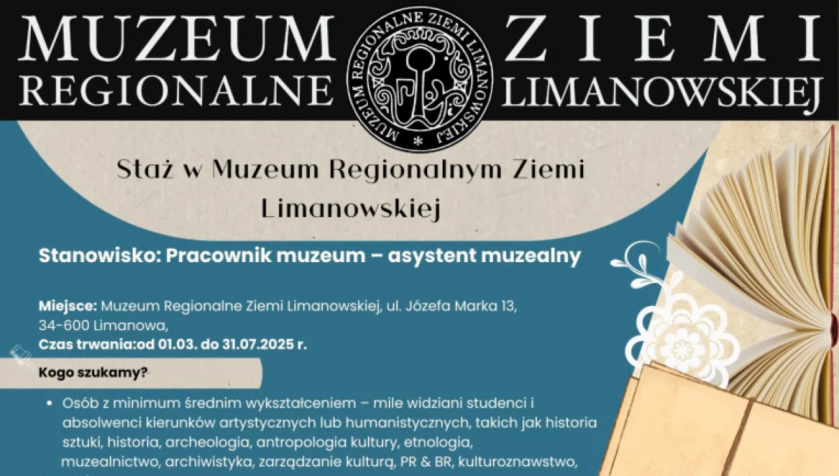 Muzeum Regionalne Ziemi Limanowskiej poszukuje stażystów