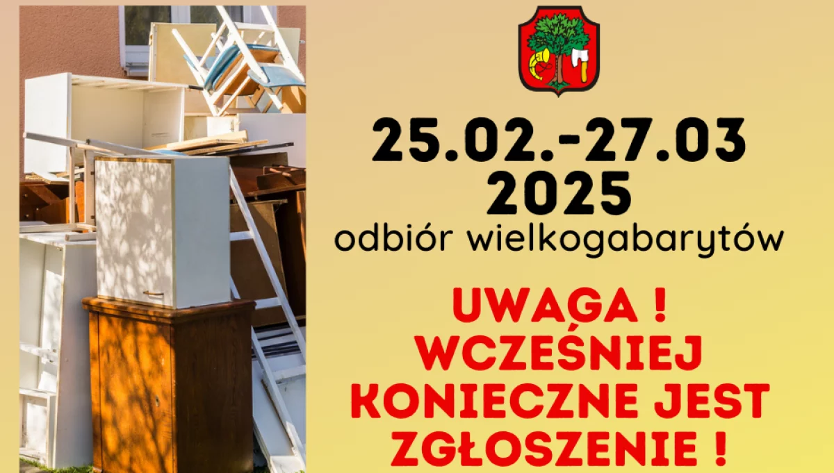 Zbliża się odbiór wielkogabarytów – wcześniej konieczne jest zgłoszenie odpadów do odbioru