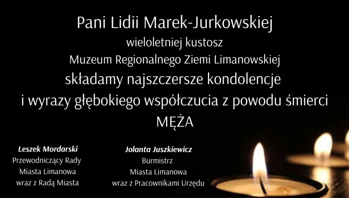 Kondolencje dla Lidii Marek – Jurkowskiej