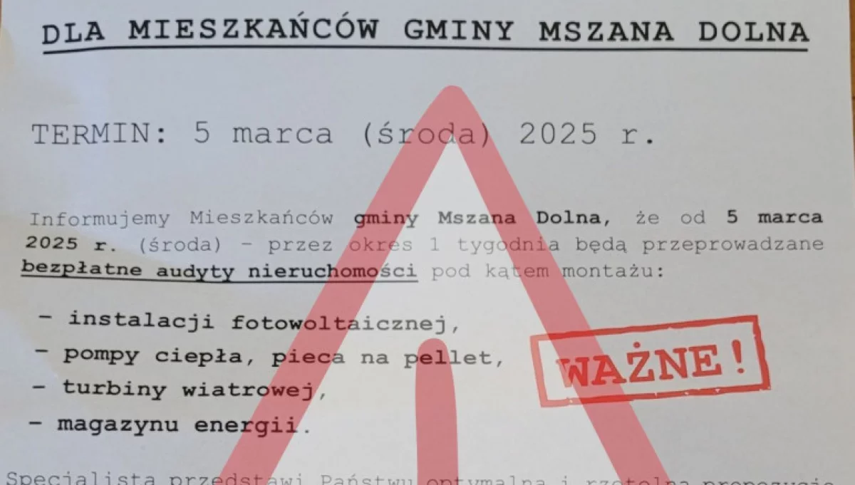 Podejrzane ulotki o audytach OZE 