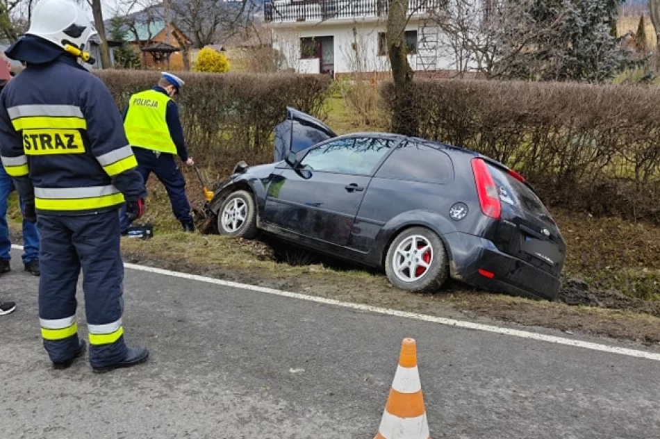 Młody kierowca wypadł z drogi - trafił do szpitala - zdjęcie 3