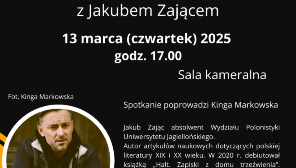Miejska Biblioteka Publiczna zaprasza na spotkanie autorskie z Jakubem Zającem - zdjęcie 1