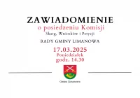 Zawiadomienie o posiedzeniu Komisji Rady Gminy Limanowa - 17.03 - zdjęcie główne