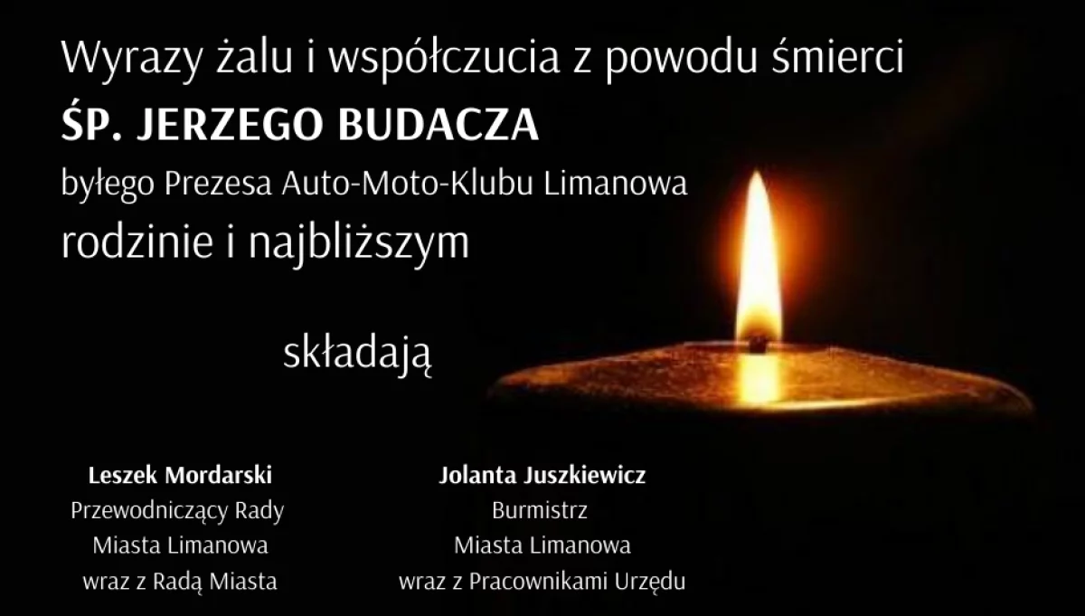 Kondolencje z powodu śmierci Jerzego Budacza