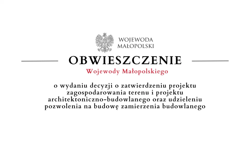 Obwieszczenie Wojewody Małopolskiego o wydaniu decyzji - 27.03 - zdjęcie 1