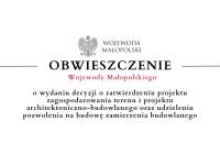 Obwieszczenie Wojewody Małopolskiego o wydaniu decyzji - 27.03 - zdjęcie główne