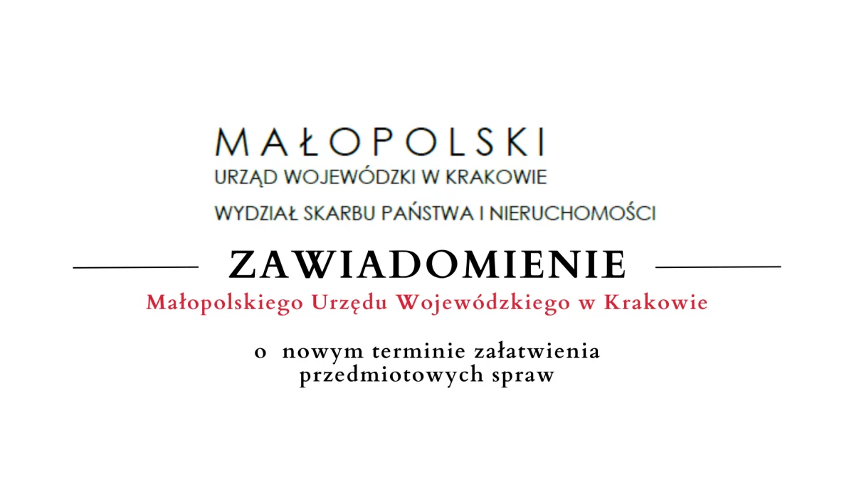 Zawiadomienie Małopolskiego Urzędu Wojewódzkiego w Krakowie