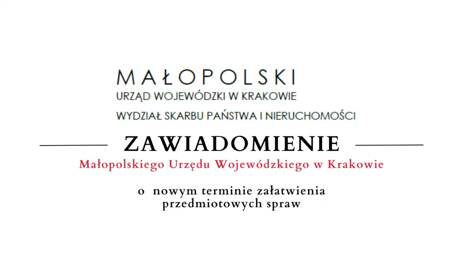 Zawiadomienie Małopolskiego Urzędu Wojewódzkiego w Krakowie - zdjęcie 1