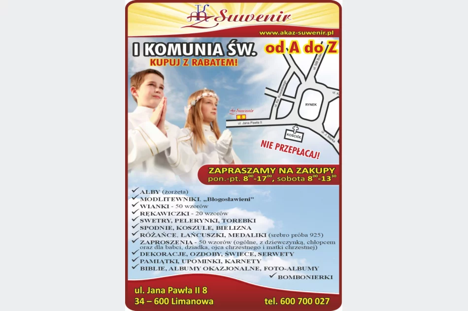 I KOMUNIA ŚW. *Alby długie   *Alby krótkie  *Sukienki *Sweterki *Dodatki *Pamiatki *Upominki - zdjęcie 1