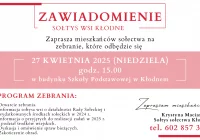Zaproszenie na zebranie wiejskie w Kłodnem dnia 27 kwietnia - zdjęcie główne