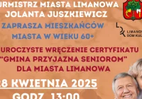  Zaproszenie dla seniorów na uroczystość wręczenia certyfikatu „Gmina przyjazna Seniorom” - zdjęcie główne