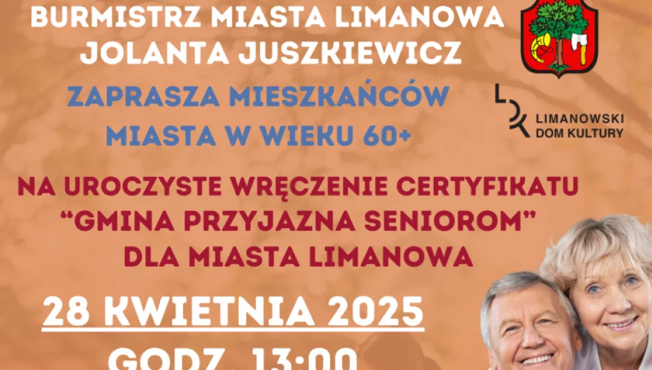  Zaproszenie dla seniorów na uroczystość wręczenia certyfikatu „Gmina przyjazna Seniorom” - zdjęcie 1