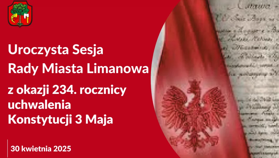 Uroczysta sesja Rady Miasta Limanowa z okazji 234. rocznicy uchwalenia Konstytucji 3-go Maja - zdjęcie 1
